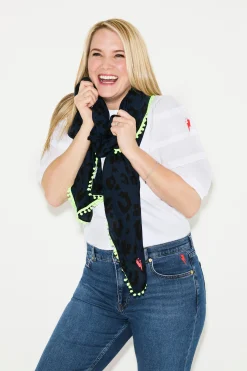 Women Scamp & Dude Scamp & Dude x Nicky Newman Navy with Black Leopard Charity Super Scarf