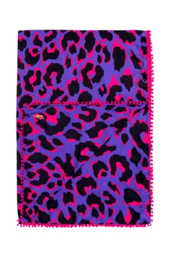 Women Scamp & Dude Scamp & Dude x Sara Davies Purple with Pink and Black Snow Leopard Charity Super Scarf