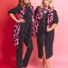 Women Scamp & Dude Scamp & Dude x Sophie McCartney Pink with Red and Black Mega Shadow Leopard Charity Super Scarf