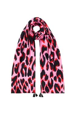 Women Scamp & Dude Scamp & Dude x Sophie McCartney Pink with Red and Black Mega Shadow Leopard Charity Super Scarf