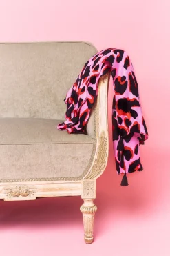 Women Scamp & Dude Scamp & Dude x Sophie McCartney Pink with Red and Black Mega Shadow Leopard Charity Super Scarf
