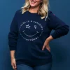 Women Scamp & Dude Scamp & Dude x Style For Stroke Navy with Rainbow Foil Smiley Face Charity Classic Sweatshirt