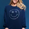 Women Scamp & Dude Scamp & Dude x Style For Stroke Navy with Rainbow Foil Smiley Face Charity Oversized Sweatshirt