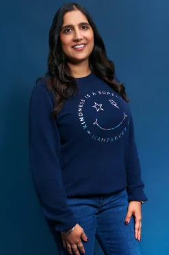 Women Scamp & Dude Scamp & Dude x Style For Stroke Navy with Rainbow Foil Smiley Face Charity Classic Sweatshirt