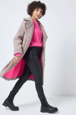 Women Scamp & Dude Stone Longline Teddy Coat