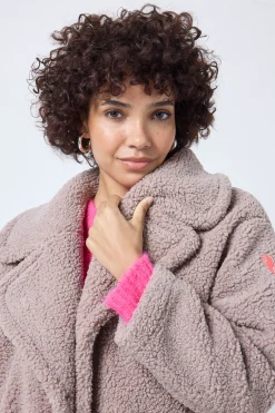 Women Scamp & Dude Stone Longline Teddy Coat