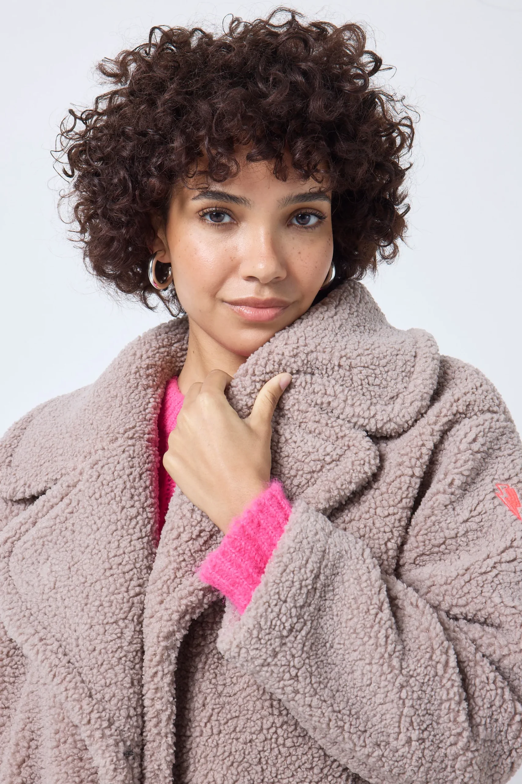 Women Scamp & Dude Stone Longline Teddy Coat