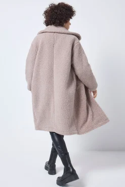 Women Scamp & Dude Stone Longline Teddy Coat