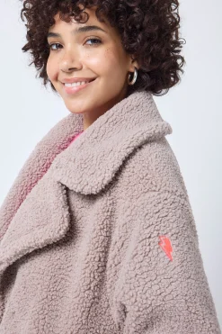 Women Scamp & Dude Stone Longline Teddy Coat