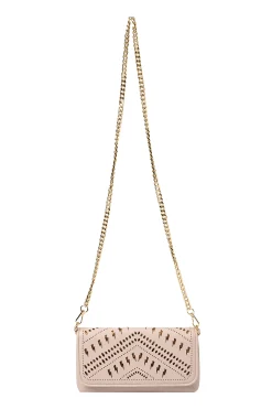 Women Scamp & Dude Taupe with Gold Lightning Bolt Laser Cut Clutch Bag