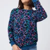 Women Scamp & Dude Teal with Rainbow Shadow Leopard Classic Sweatshirt