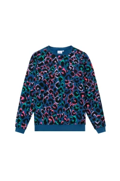 Women Scamp & Dude Teal with Rainbow Shadow Leopard Classic Sweatshirt