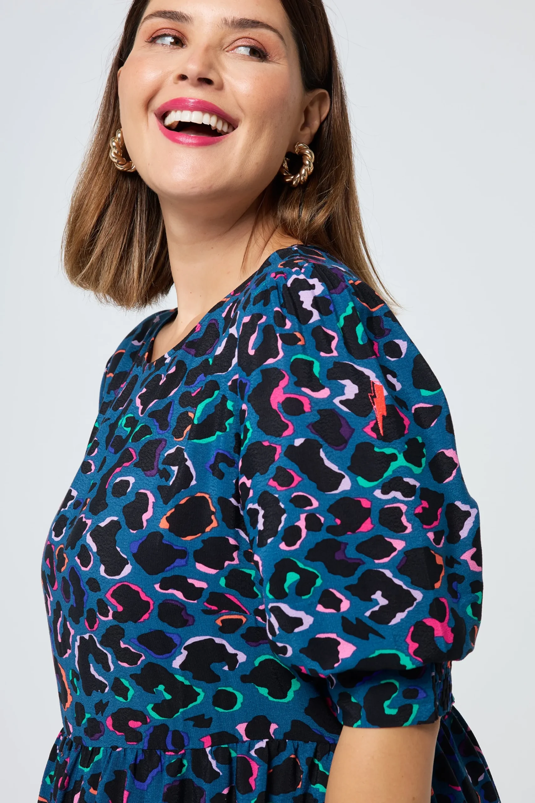 Women Scamp & Dude Teal with Rainbow Shadow Leopard Maxi Dress