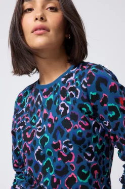 Women Scamp & Dude Teal with Rainbow Shadow Leopard Classic Sweatshirt