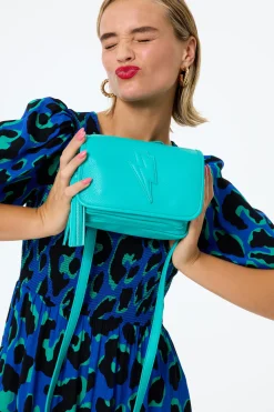 Women Scamp & Dude Turquoise Twin Compartment Cross Body Bag