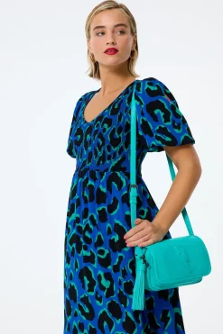 Women Scamp & Dude Turquoise Twin Compartment Cross Body Bag