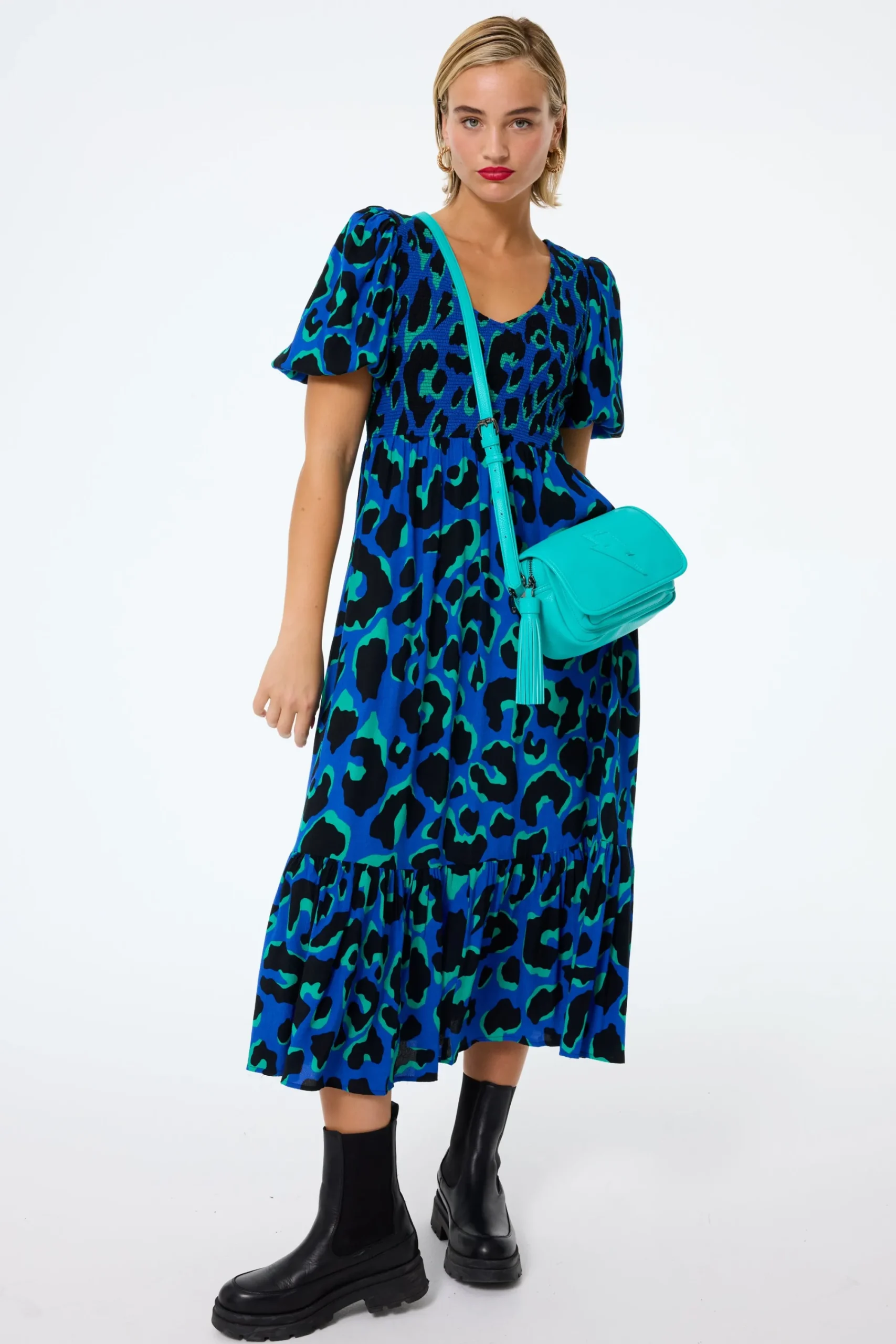 Women Scamp & Dude Turquoise Twin Compartment Cross Body Bag