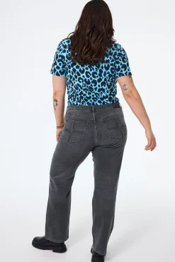 Women Scamp & Dude Turquoise with Black and Blue Shadow Leopard V-Neck T-Shirt