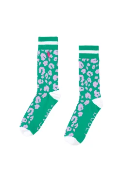 Women Scamp & Dude Turquoise with Pink Leopard Sport Socks