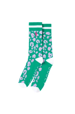 Women Scamp & Dude Turquoise with Pink Leopard Sport Socks