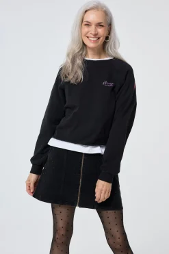 Women Scamp & Dude Washed Black Cropped Sweatshirt