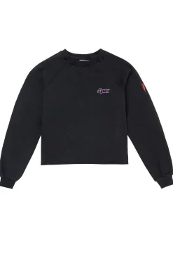 Women Scamp & Dude Washed Black Cropped Sweatshirt