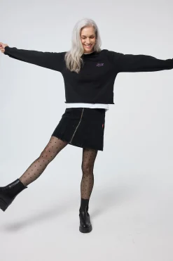 Women Scamp & Dude Washed Black Cropped Sweatshirt