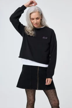 Women Scamp & Dude Washed Black Cropped Sweatshirt