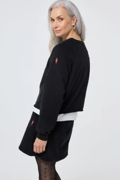 Women Scamp & Dude Washed Black Cropped Sweatshirt