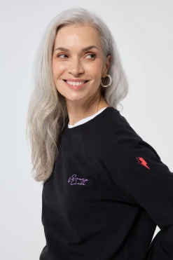 Women Scamp & Dude Washed Black Cropped Sweatshirt