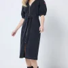 Women Scamp & Dude Washed Black Embellished Zip Detail Denim Dress