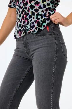 Women Scamp & Dude Washed Black Studded Boyfriend Jeans