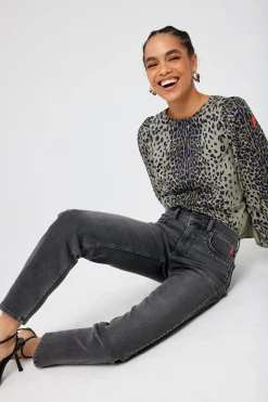 Women Scamp & Dude Washed Black Studded Boyfriend Jeans