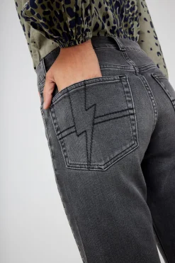 Women Scamp & Dude Washed Black Studded Boyfriend Jeans