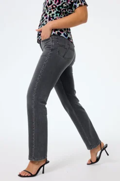 Women Scamp & Dude Washed Black Studded Boyfriend Jeans