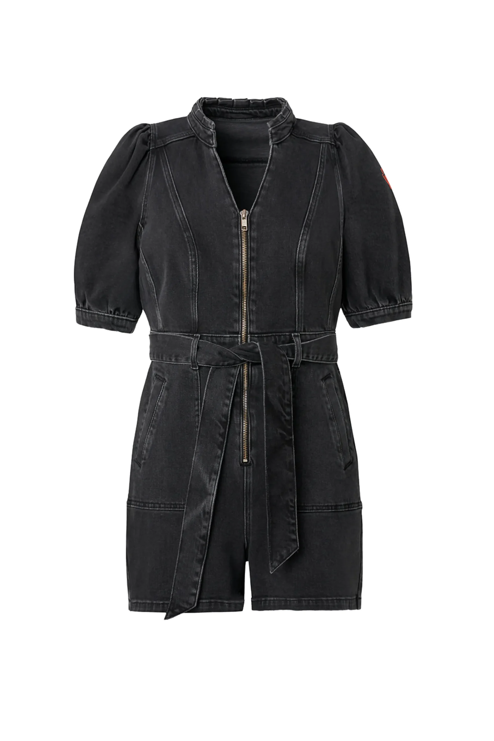 Women Scamp & Dude Washed Black Zip Detail Denim Playsuit