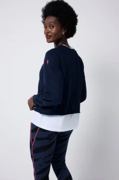 Women Scamp & Dude Washed Navy Cropped Sweatshirt