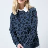 Women Scamp & Dude Washed Navy with Black Leopard Classic Sweatshirt