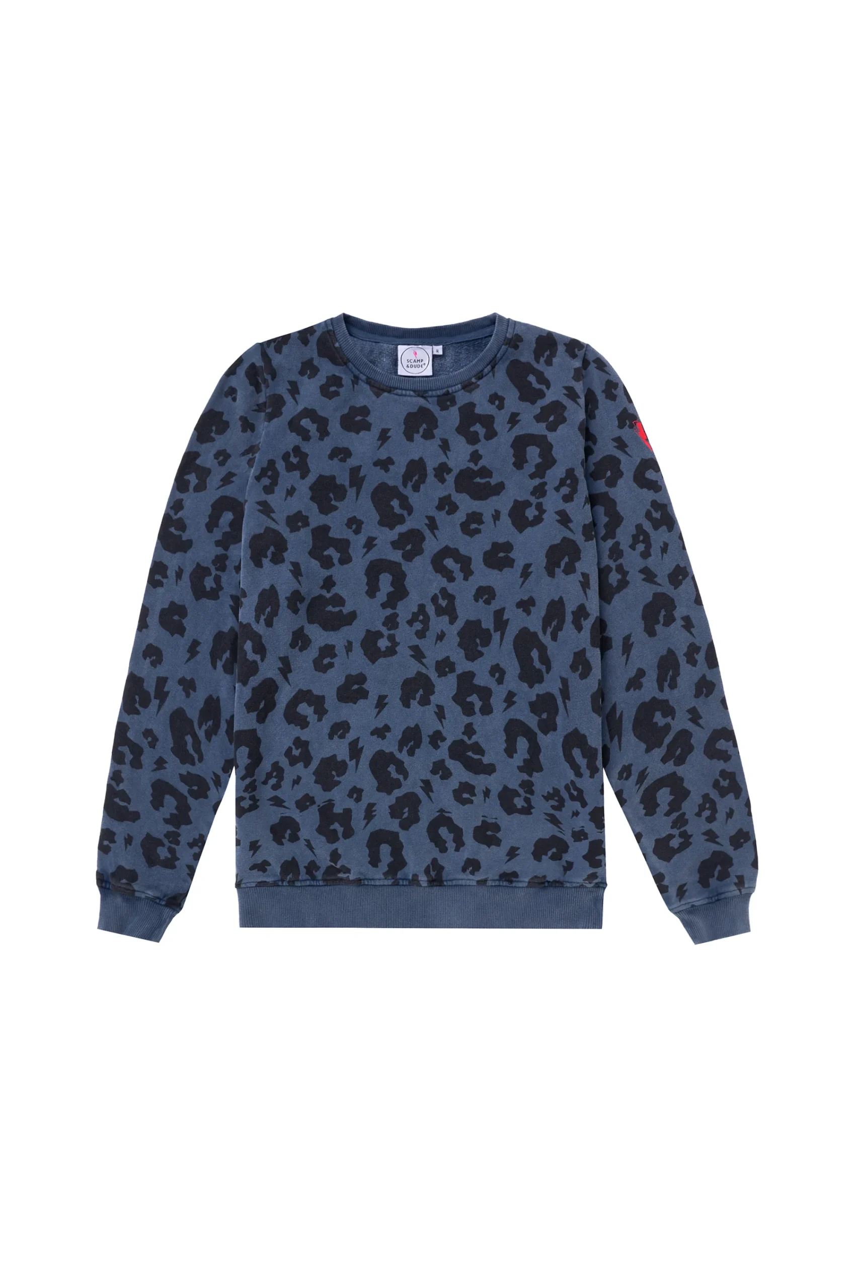 Women Scamp & Dude Washed Navy with Black Leopard Classic Sweatshirt