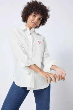 Women Scamp & Dude White Oversized Shirt