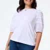 Women Scamp & Dude White Pintuck Sleeve T-Shirt
