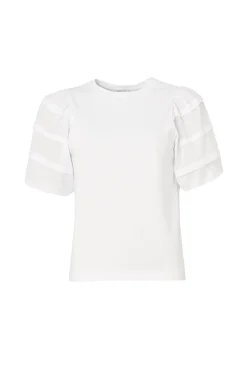 Women Scamp & Dude White Pintuck Sleeve T-Shirt