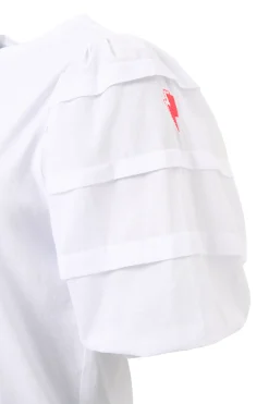 Women Scamp & Dude White Pintuck Sleeve T-Shirt