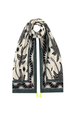 Women Scamp & Dude White with Black and Khaki Palm Spring Charity Super Scarf