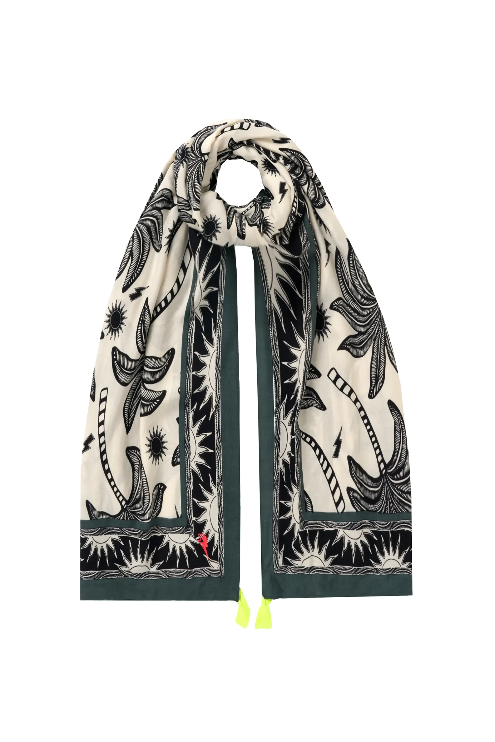 Women Scamp & Dude White with Black and Khaki Palm Spring Charity Super Scarf
