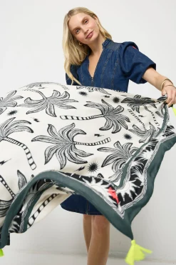 Women Scamp & Dude White with Black and Khaki Palm Spring Charity Super Scarf