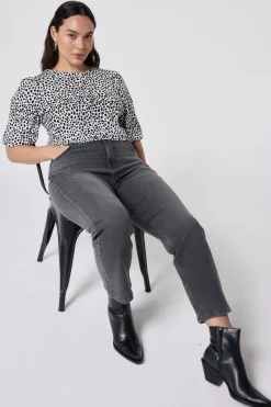 Women Scamp & Dude White with Black Cheetah Puff Sleeve T-Shirt