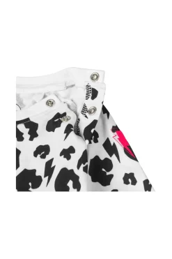 Women Scamp & Dude White with Black Leopard Romper