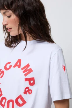 Women Scamp & Dude White with Red Scamp & Dude Logo T-Shirt