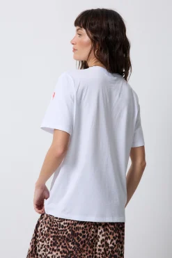 Women Scamp & Dude White with Red Scamp & Dude Logo T-Shirt